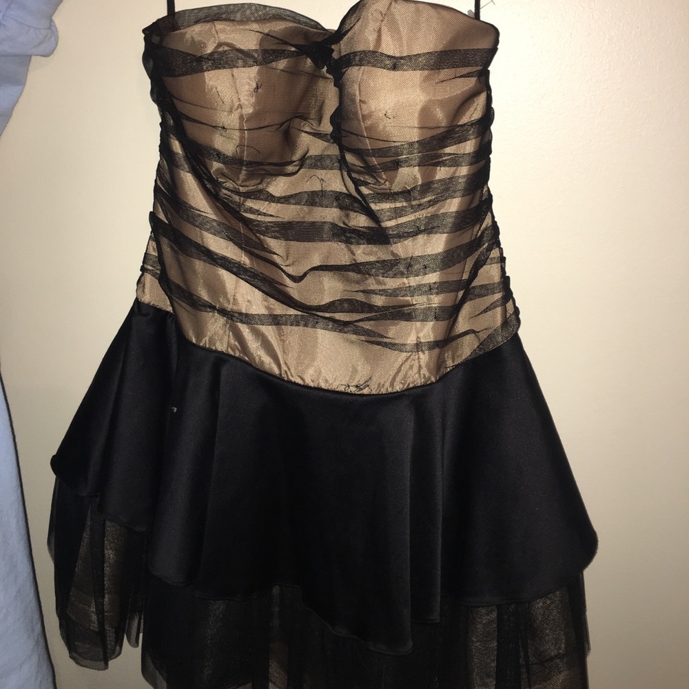 tan/ black sheer homecoming dress